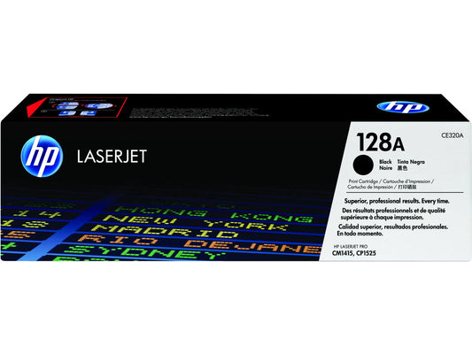HP 128A Black Original LaserJet Toner Cartridge, ~2,000 pages, CE320A