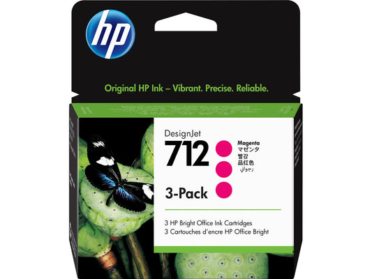 HP 712 3-pack 29-ml Magenta DesignJet Ink Cartridge, 3ED78A