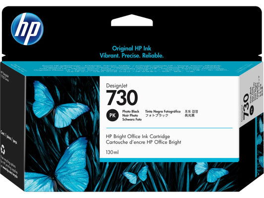 HP 730 130-ml Photo Black DesignJet Ink Cartridge, P2V67A