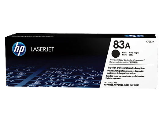 HP 83A Black Original LaserJet Toner Cartridge, ~1,500 pages, CF283A