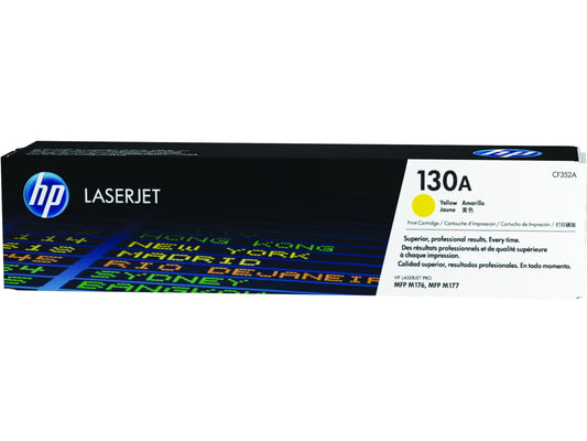 HP 130A Yellow Original LaserJet Toner Cartridge, ~1,000 pages, CF352A