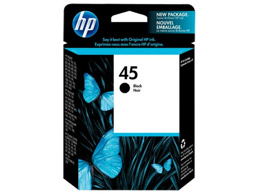 HP 45 Black Original Ink Cartridge, ~930 pages, 51645A#140