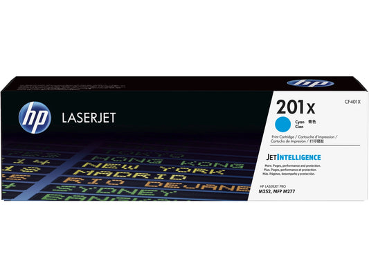 HP 201X High Yield Cyan Original LaserJet Toner Cartridge, ~2,300 pages, CF401X