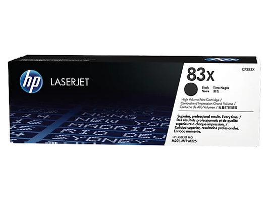 HP 83X High Yield Black Original LaserJet Toner Cartridge, ~2,200 pages, CF283X