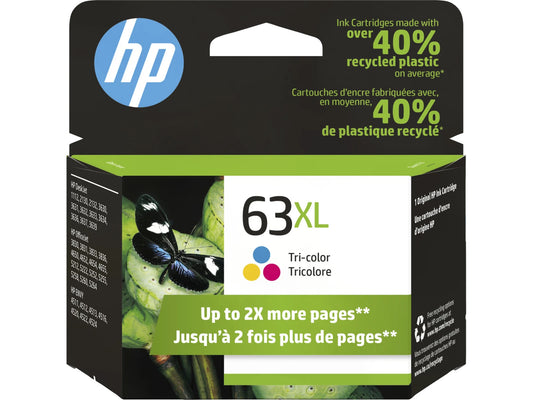 HP 63XL High Yield Tri-color Original Ink Cartridge, ~300 pages, F6U63AN#140
