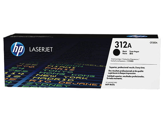 HP 312A Black LaserJet Toner Cartridge, ~2,280 pages, CF380A