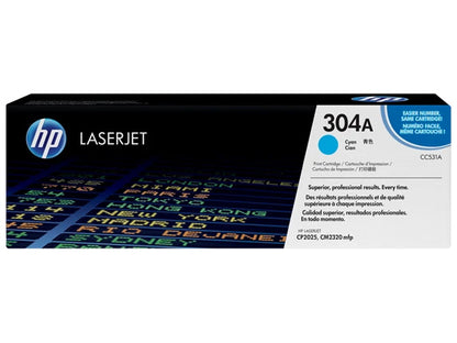 HP 304A Cyan Original LaserJet Toner Cartridge, ~2,800 pages, CC531A
