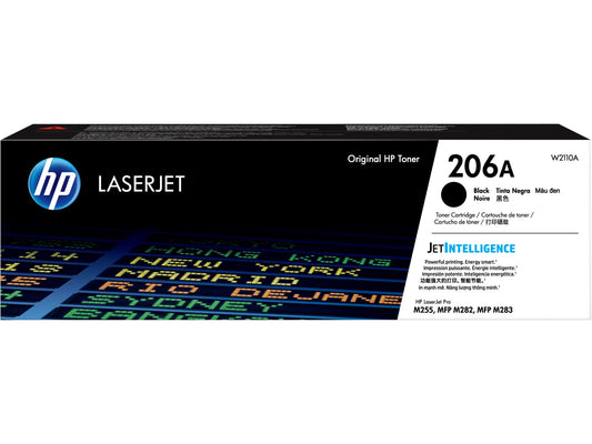 HP 206A Black Original LaserJet Toner Cartridge, ~1,350 pages, W2110A