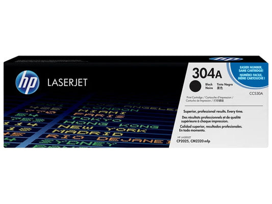HP 304A Black Original LaserJet Toner Cartridge, ~3,500 pages, CC530A
