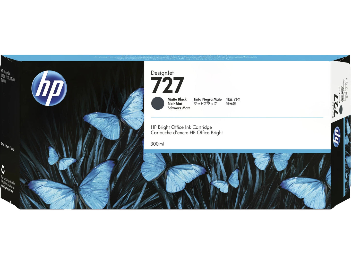 HP 727 300-ml Matte Black DesignJet Ink Cartridge, C1Q12A