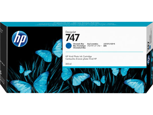 HP 747 300-ml Chromatic Blue DesignJet Ink Cartridge, P2V85A