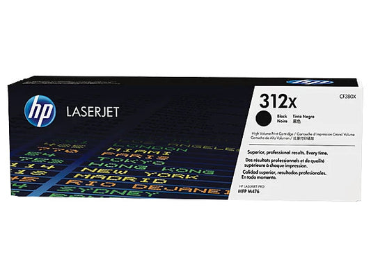 HP 312X High Yield Black LaserJet Toner Cartridge, ~4,400 pages, CF380X