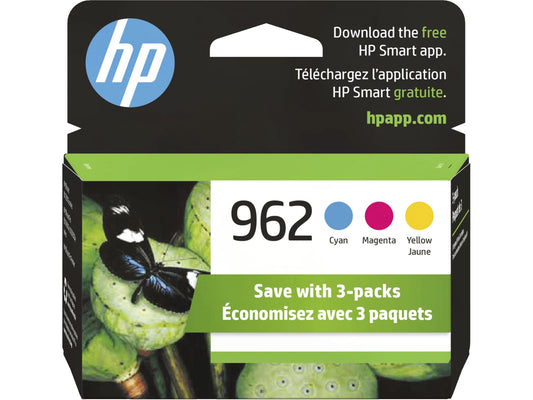 HP 962 3-pack Cyan/Magenta/Yellow Original Ink Cartridges, Per cartridge: ~700