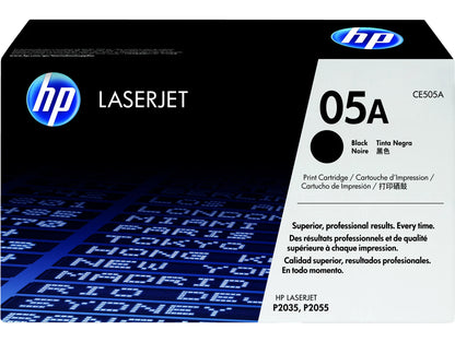 HP 05A Black Original LaserJet Toner Cartridge, ~2,300 pages, CE505A