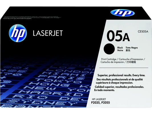 HP 05A Black Original LaserJet Toner Cartridge, ~2,300 pages, CE505A