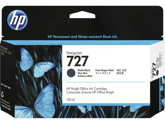 HP 727 130-ml Matte Black DesignJet Ink Cartridge, B3P22A