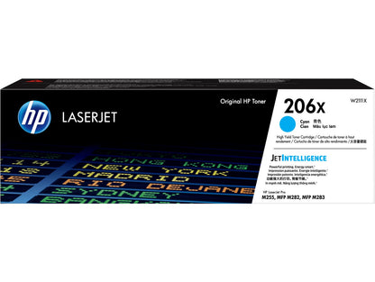 HP 206X High Yield Cyan Original LaserJet Toner Cartridge, ~2,450 pages, W2111X