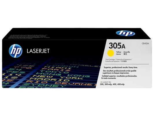 HP 305A Yellow Original LaserJet Toner Cartridge, ~2,600 pages, CE412A