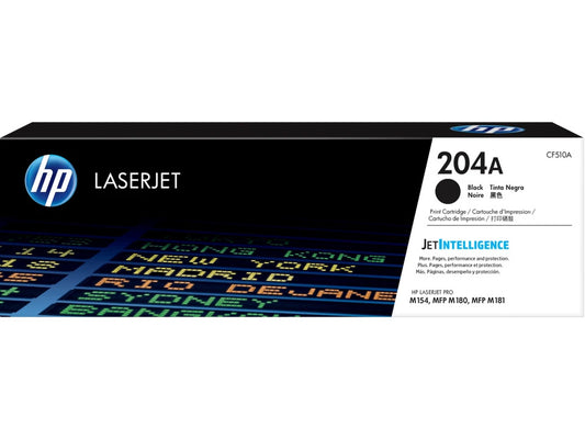 HP 204A Black Original LaserJet Toner Cartridge, ~1,100 pages, CF510A