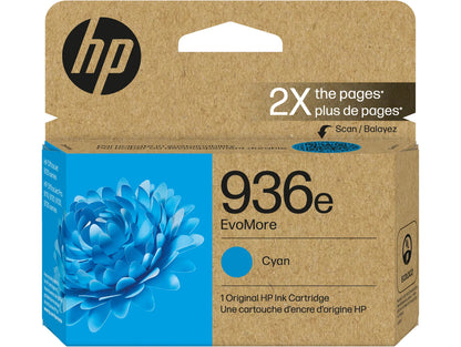 HP 936e EvoMore Cyan Original Ink Cartridge, 1,650 pages, 4S6V3LN