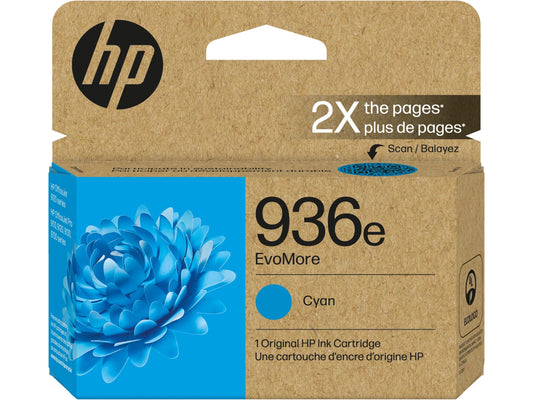 HP 936e EvoMore Cyan Original Ink Cartridge, 1,650 pages, 4S6V3LN
