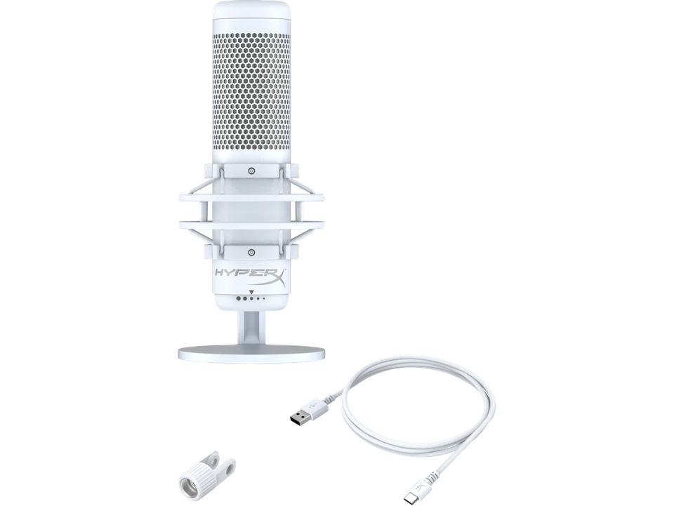 HyperX QuadCast S - USB Microphone (White-Grey) - RGB Lighting