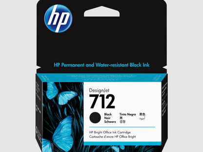 HP 712 38-ml Black DesignJet Ink Cartridge, 3ED70A