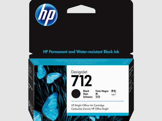 HP 712 38-ml Black DesignJet Ink Cartridge, 3ED70A