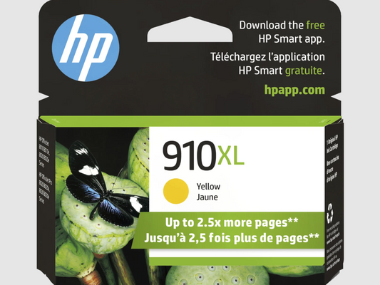 HP 910XL High Yield Yellow Original Ink Cartridge, ~825 pages, 3YL64AN#140