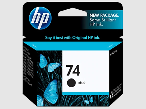 HP 74 Black Original Ink Cartridge, ~200 pages, CB335WN#140