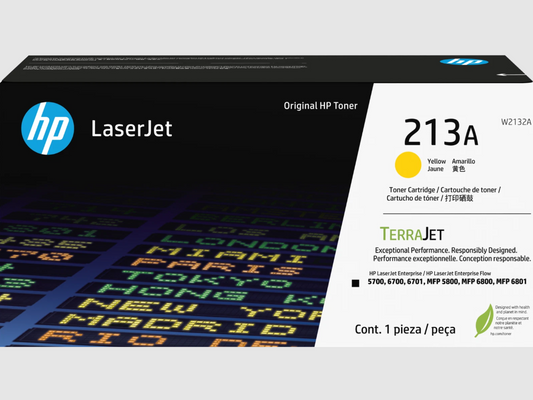 HP 213A Yellow Original LaserJet Toner Cartridge, ~3,000 pages, W2132A