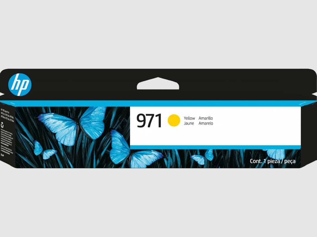 HP 971 Yellow Original Ink Cartridge, ~2,500 pages, CN624AM