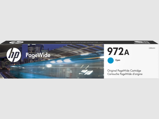 HP 972A Cyan Original PageWide Cartridge, ~3,000 pages, L0R86AN