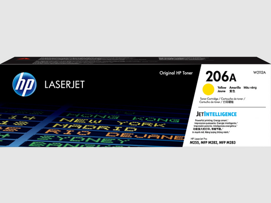 HP 206A Yellow Original LaserJet Toner Cartridge, ~1,250 pages, W2112A