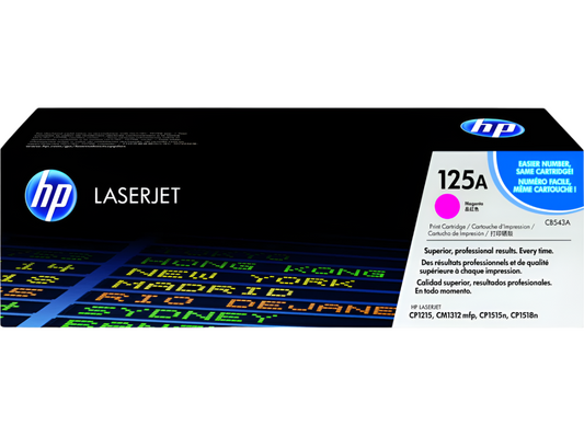 HP 125A Magenta Original LaserJet Toner Cartridge, ~1,400 pages, CB543A