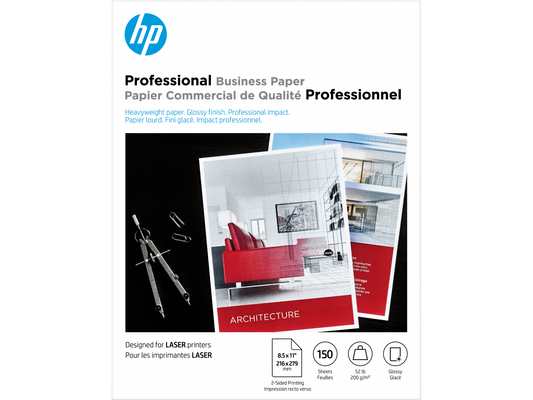 HP Professional Business Paper, Glossy, 52 lb, 8.5 x 11 in. (216 x 279 mm), 150
