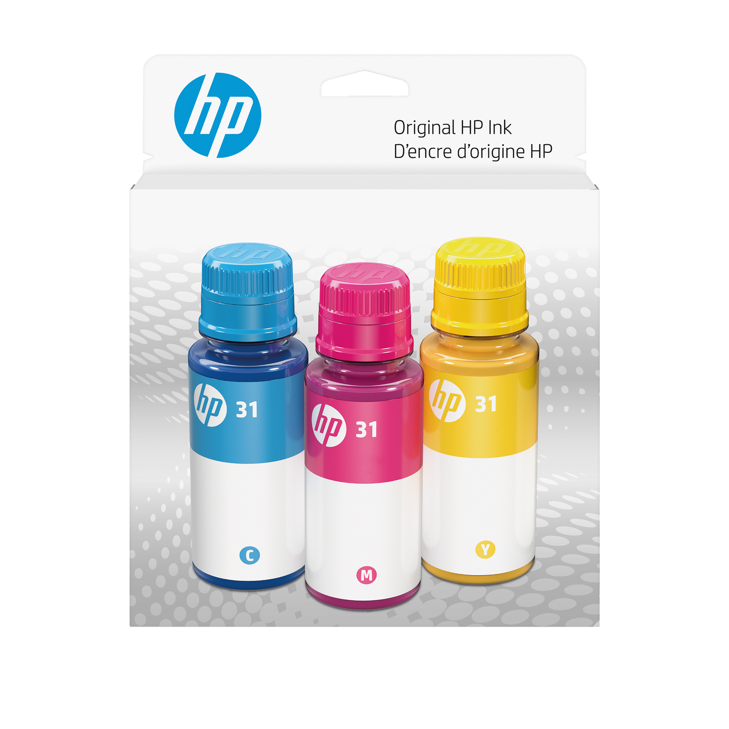 HP 31 CMY Original Ink Bottle Combo 3-Pack, 9C228AN