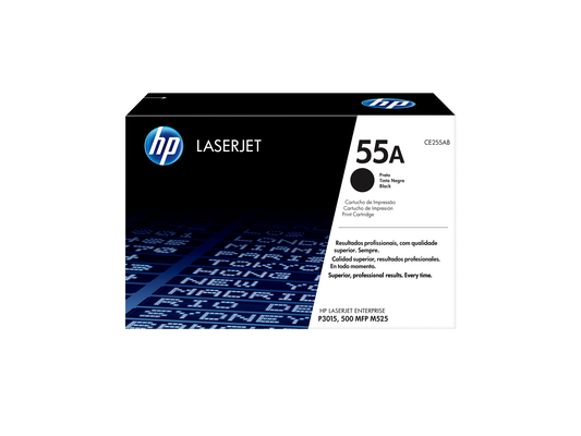 HP 55A Black Original LaserJet Toner Cartridge, ~6,000 pages, CE255A
