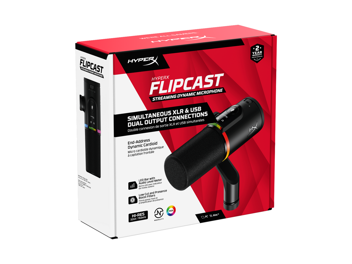 HyperX FlipCast - USB/XLR Dynamic Microphone (Black)