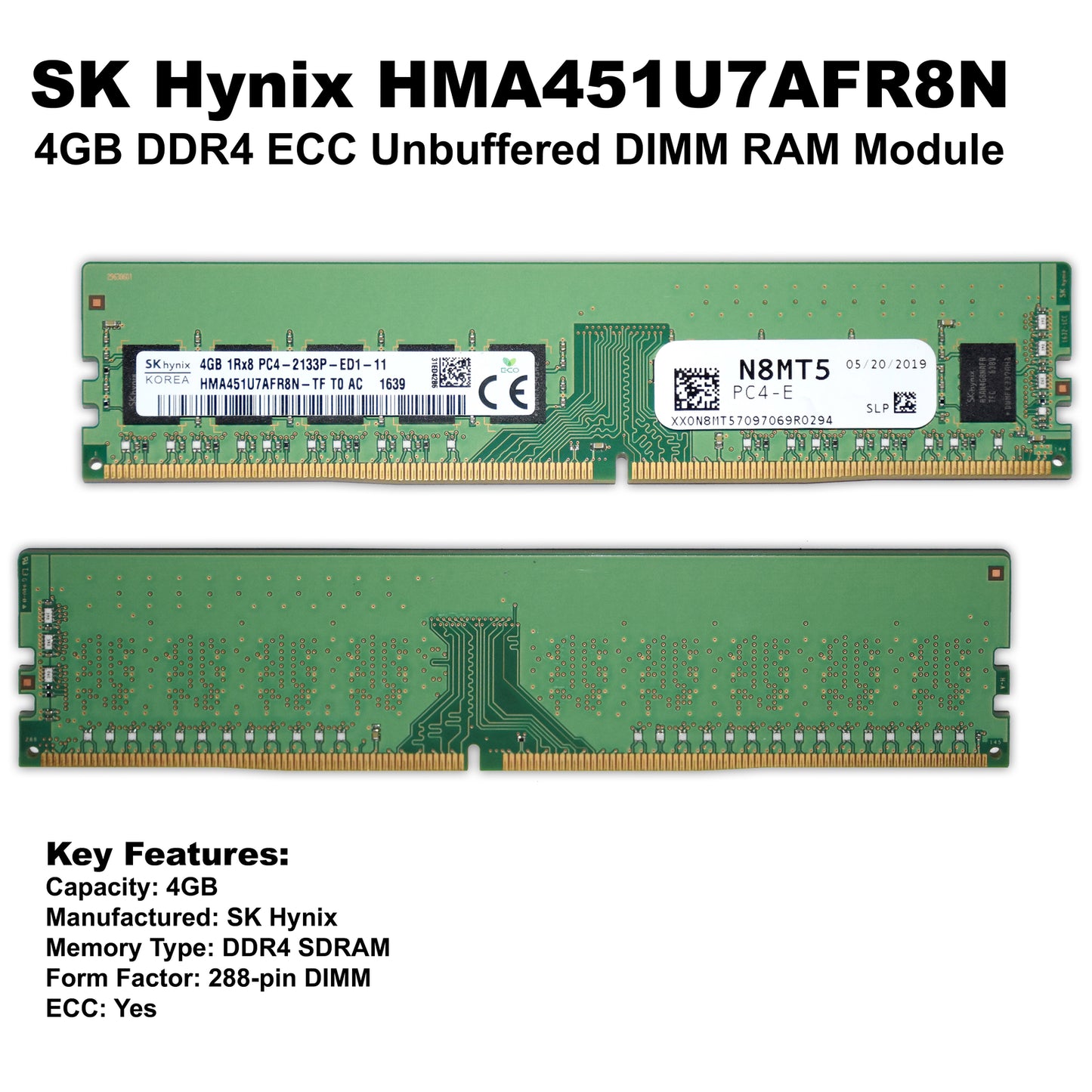 Dell SK Hynix HMA451U7AFR8N-TF 4GB DDR4-2133 ECC UDIMM PC4-17000P Server RAM (NOT FOR HOME PC)