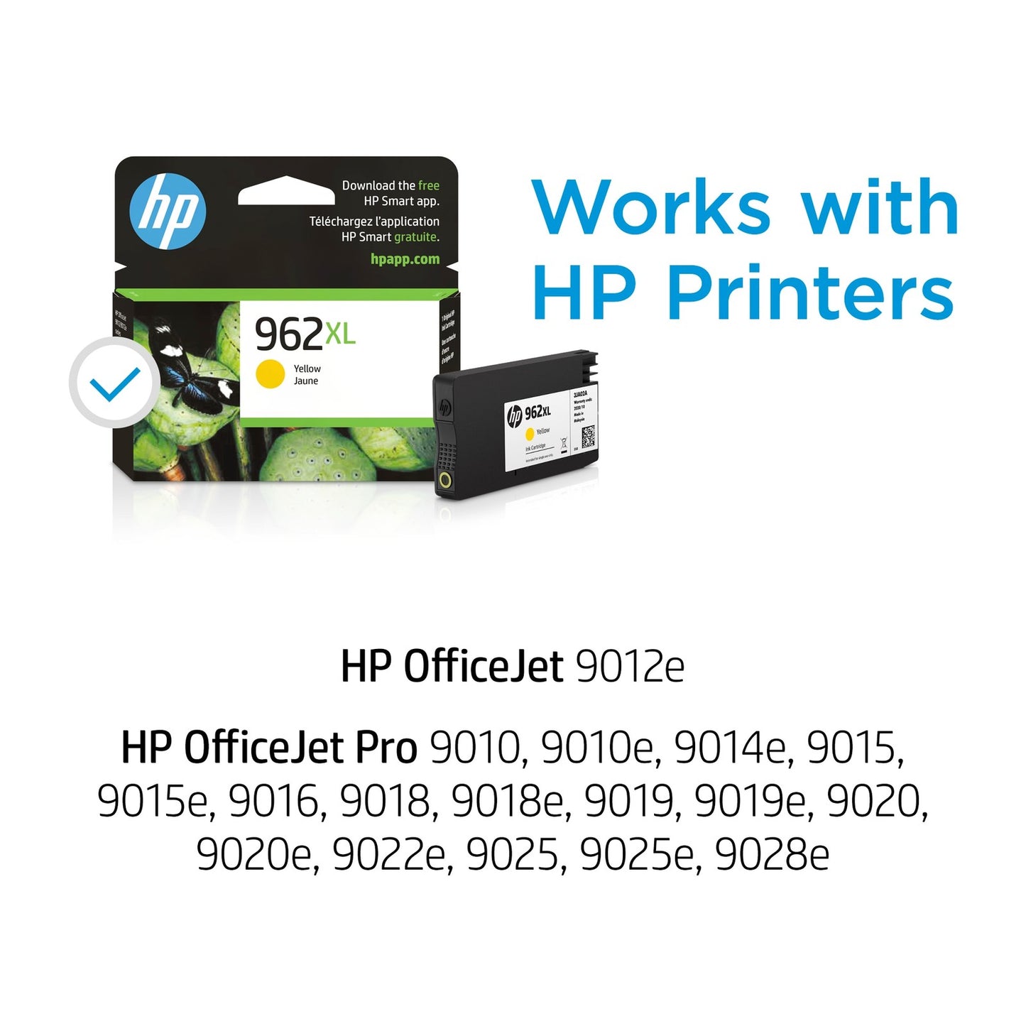 HP 962XL High Yield Yellow Original Ink Cartridge, ~1,600 pages, 3JA02AN#140