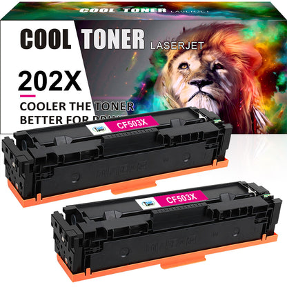 2PK Magenta CF500X 202X Toner Compatible with HP Color LaserJet M254 M254dw M281