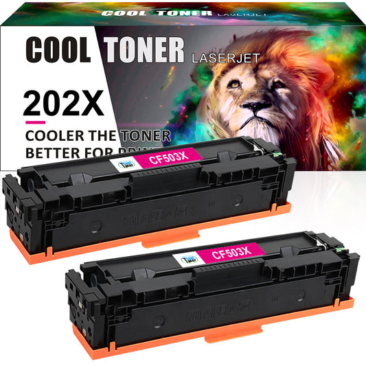 2PK Magenta CF500X 202X Toner Compatible with HP Color LaserJet M254 M254dw M281