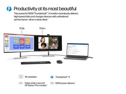 HP Series 7 Pro 27 inch 4K Conferencing Monitor - 727pm 27" 4K UHD (3840 x 2160)