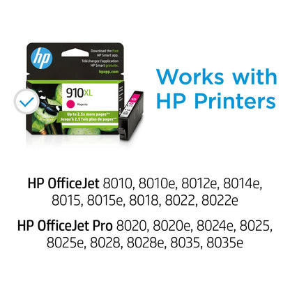 HP 910XL High Yield Magenta Original Ink Cartridge, ~825 pages, 3YL63AN#140