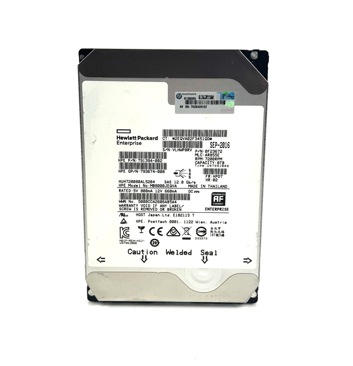HP 3.5" 8TB 7200RPM 128MB 12Gbps SAS HDD Hard Drive 791394-002 HUH728080AL5204 (NOT FOR HOME PC)