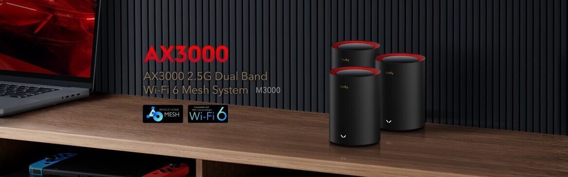 Cudy M3000 3-Pack | AX3000 2.5G Wireless Dual Band WiFi 6 Whole Home Mesh System