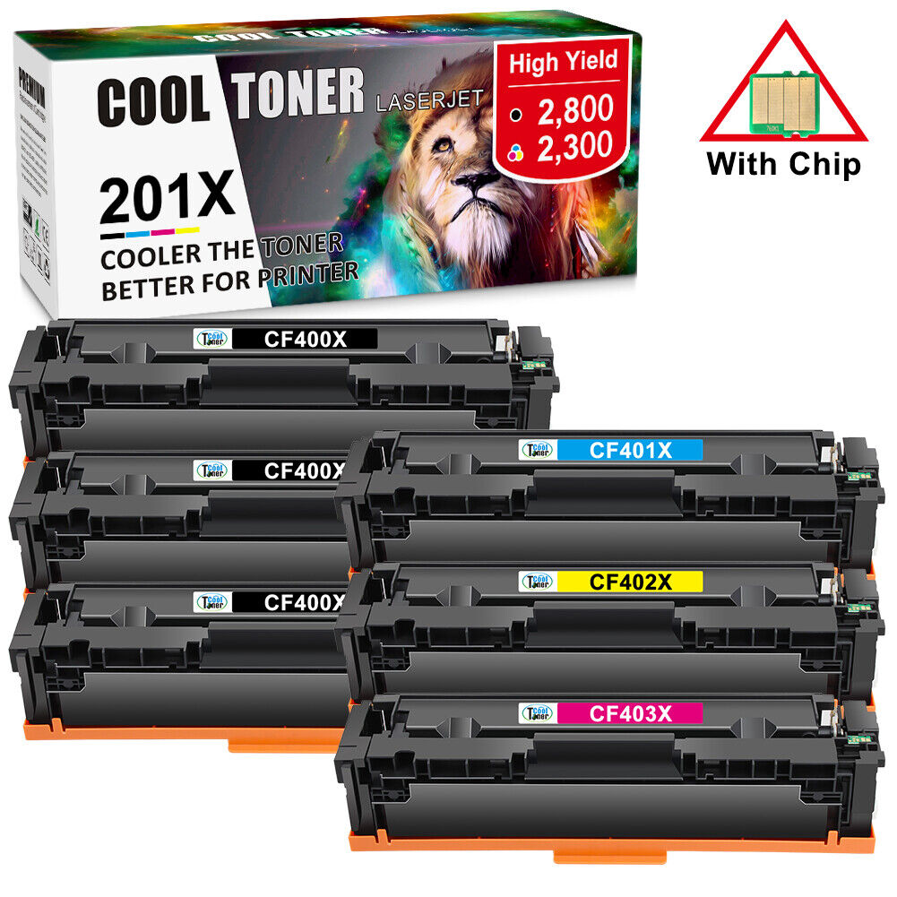 6PK CF400X 201X Toner Compatible With HP Color LaserjetPro M252n M252dw M277dw