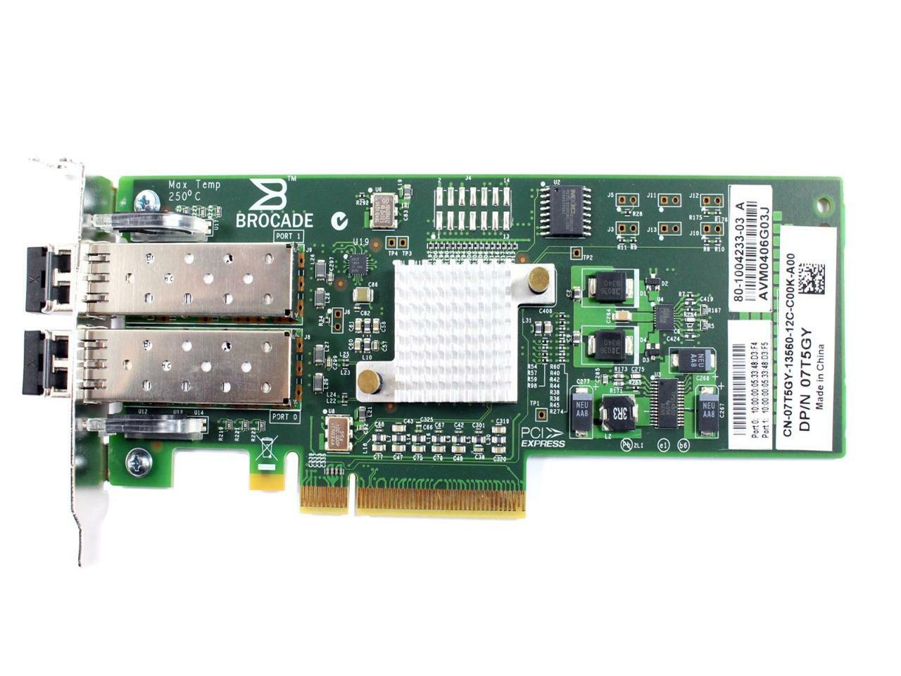 Dell 7T5GY Brocade 825 2-Port FC Host Bus Adapter Card BR-825 w/2 8Gb SFP 5GYTY