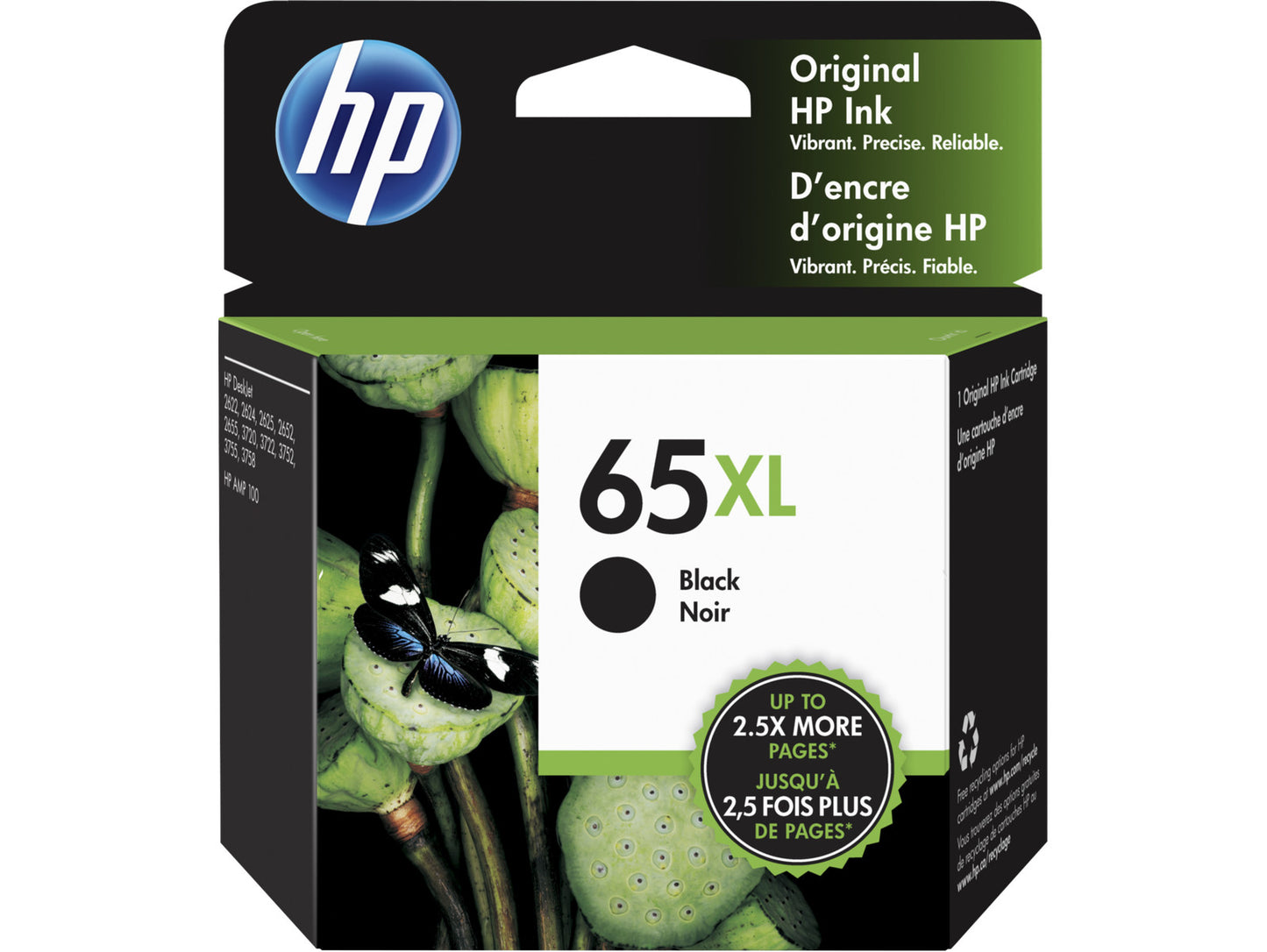 HP 65XL Black Original Ink Cartridge, ~300 pages, N9K04AN#140